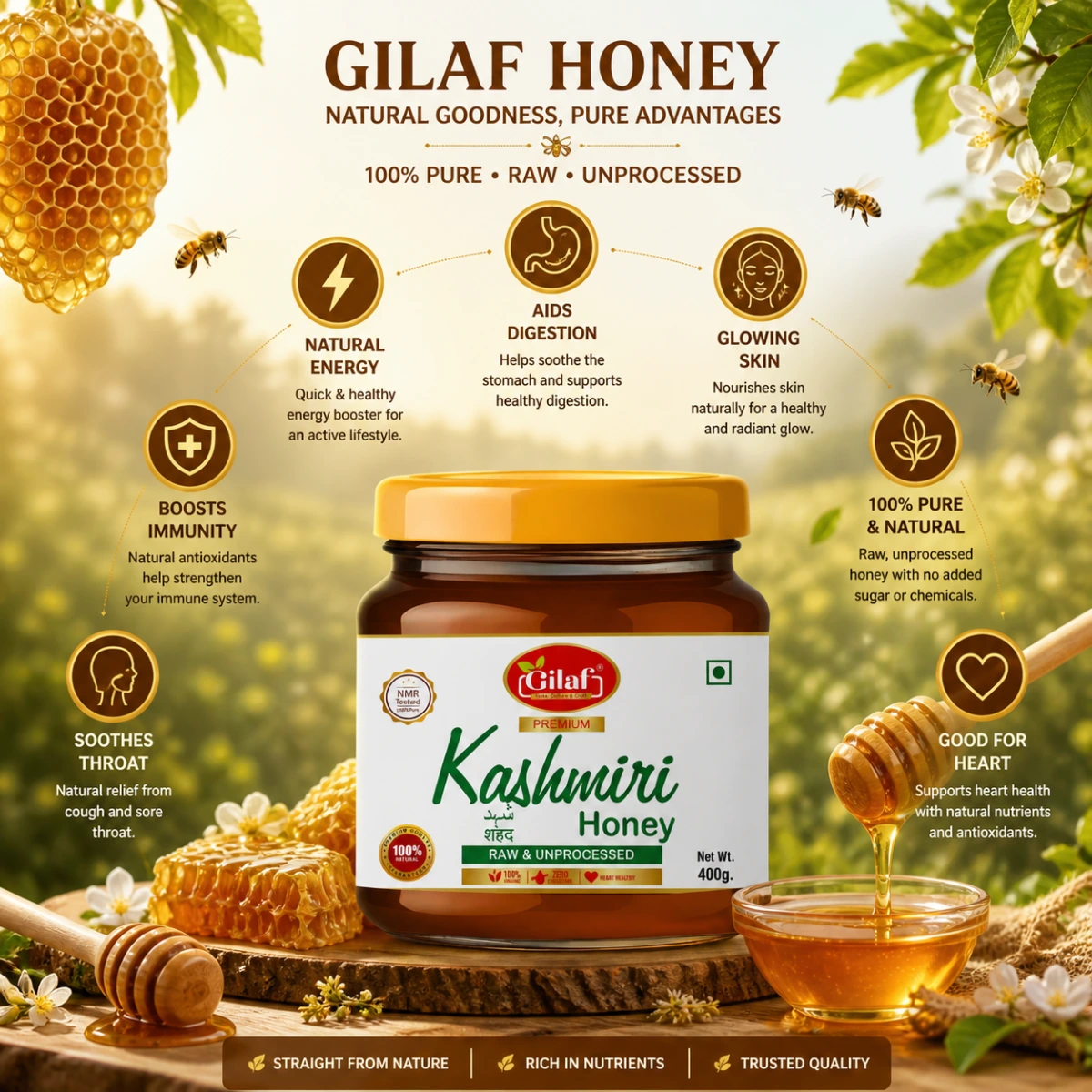 Pure Kashmiri Honey 400g   خالص کشمیری شہد 400 گرام — image 2