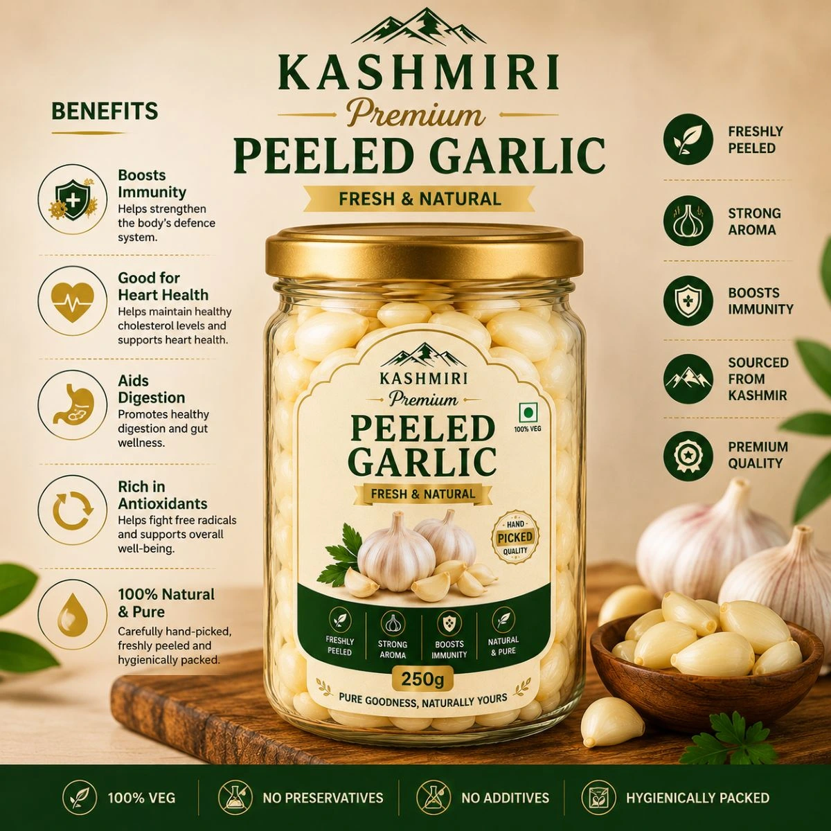 Kashmiri Peeled Garlic (Lehsun) — image 4